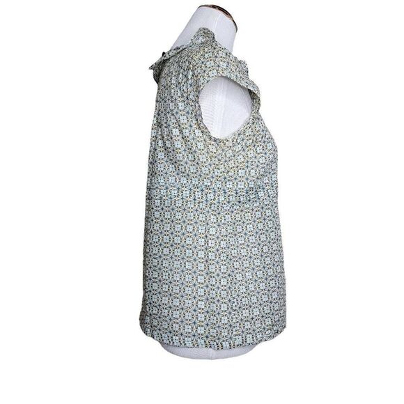 J Crew Tie Front Geo Print Ruffle Neck Blouse Top 6 - Picture 3 of 12